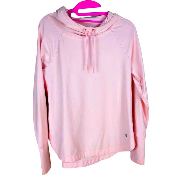 Apana Woman Small Pink Cowl Neck Long Sleeve w/Thumb Hole Top Workout Yoga - Picture 1 of 6